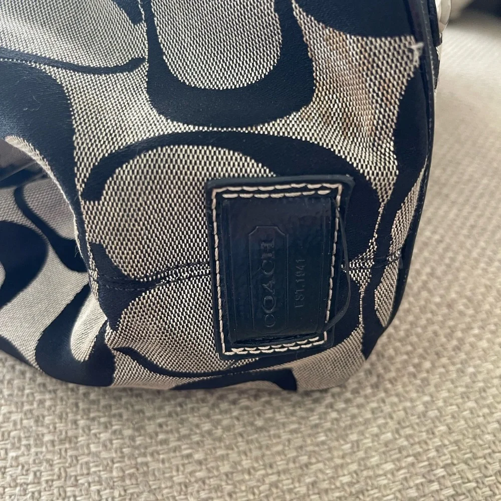 Coach Black and Tan Signature Tote